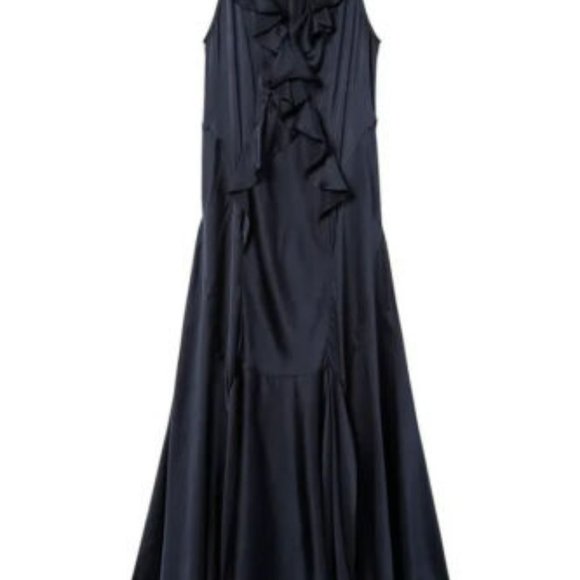 Rebecca Taylor Silk Charmeuse Ruffle Navy Dress- NTW- Size 6- Retail $695 - Picture 4 of 8